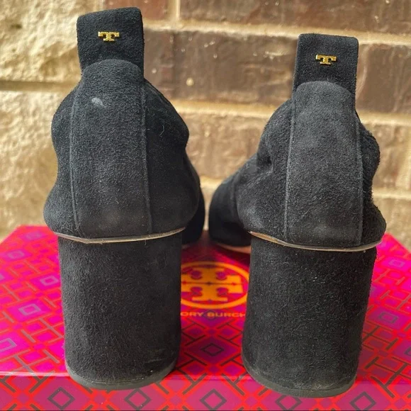 Tory Burch Heels Column Block Therese 65mm Black Suede Round Toe Womens 9 - Picture 9 of 14